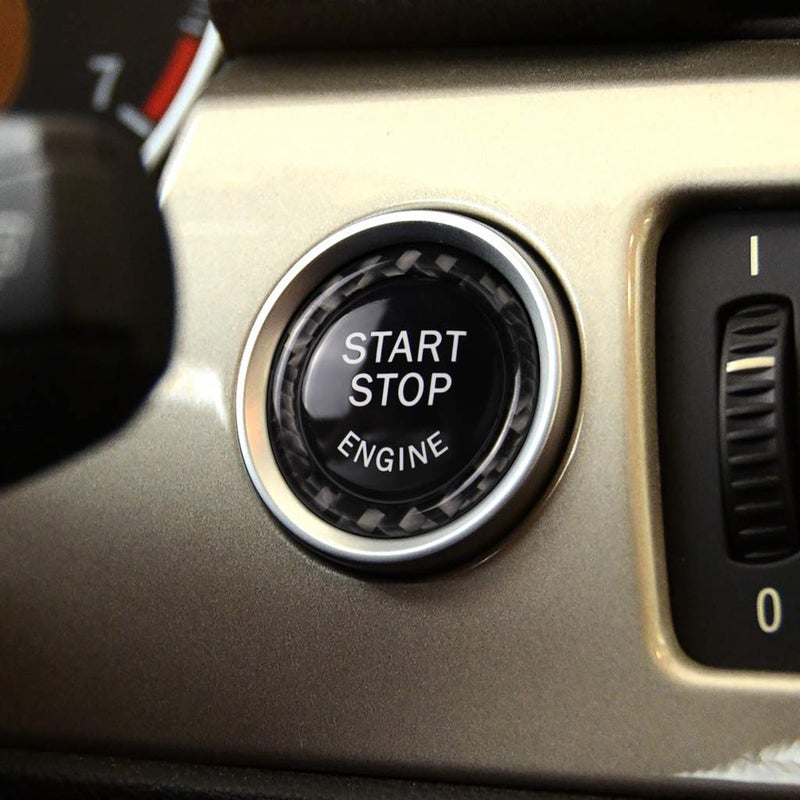 Fsforcar Carbon Fiber Car Engine Start Stop Ignition Key Ring Sticker Compatible with BMW E90 E92 E93 3 Series Engine Start Button Cover (Solid Color) - Image 3
